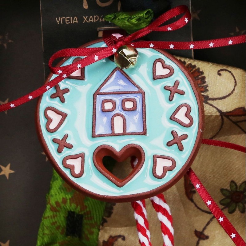 Κεραμικό γούρι με σπιτάκι σε παστέλ αποχρώσεις