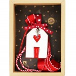 Χριστουγεννιάτικο χειροποίητο γούρι 2026 με κεραμικό στολίδι με σπιτάκι 30 εκ