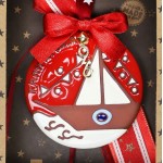 Χριστουγεννιάτικο χειροποίητο γούρι 2026 με κεραμικό στολίδι με καράβι 30 εκ