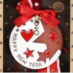 Χριστουγεννιάτικο χειροποίητο γούρι 2026 με κεραμικό στολίδι με αστέρια 30 εκ