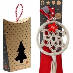 Χριστουγεννιάτικο γούρι 2026 χειροποίητο μακραμέ σε σχήμα ονειροπαγίδας με αστεράκι