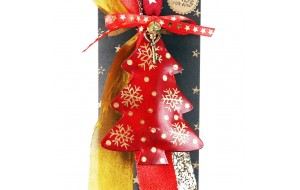 Χριστουγεννιάτικο γούρι 2026 χειροποίητο μεταλλικό σε σχήμα δέντρου με σχέδιο χιονονιφάδες 