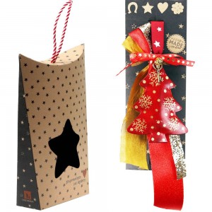 Χριστουγεννιάτικο γούρι 2026 χειροποίητο μεταλλικό σε σχήμα δέντρου με σχέδιο χιονονιφάδες 