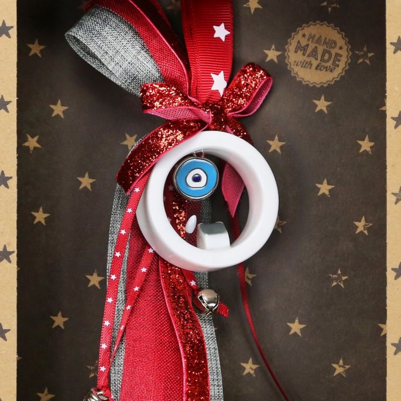 Χριστουγεννιάτικο γούρι 2026 από πορσελάνη με ματάκι