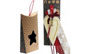 Χριστουγεννιάτικο γούρι 2026 χειροποίητο ξύλινο σε σχήμα καρδιάς με ματάκι