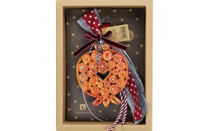 Χριστουγεννιάτικο γούρι 2026 χειροποίητο από ανακυκλωμένα περιοδικά σε σχήμα ρόδι 