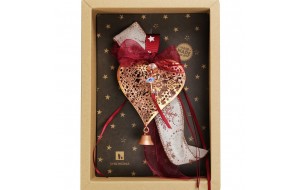 Χριστουγεννιάτικο χειροποίητο μεταλλικό γούρι 2026 με σχήμα καρδιάς σε μπρονζέ απόχρωση 33 εκ