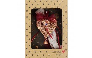 Χριστουγεννιάτικο χειροποίητο μεταλλικό γούρι 2026 με σχήμα καρδιάς σε μπρονζέ απόχρωση 33 εκ