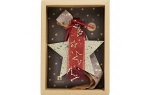 Χριστουγεννιάτικο χειροποίητο ξύλινο γούρι 2026 με σχήμα αστεριού και γκλίτερ διακόσμηση σε χρυσό χρώμα 33 εκ