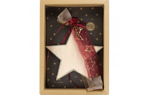 Χριστουγεννιάτικο χειροποίητο ξύλινο γούρι 2026 με σχήμα αστεριού με φινίρισμα γκλίτερ διακόσμηση  33 εκ