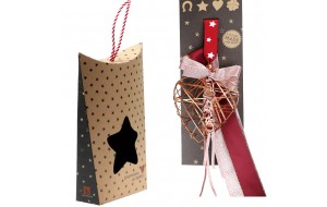 Χριστουγεννιάτικο χειροποίητο μεταλλικό γούρι σε σχήμα καρδιάς με πλέγμα σε μπρονζέ απόχρωση 33 εκ