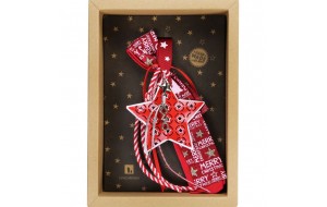 Χριστουγεννιάτικο γούρι 2026 χειροποίητο μεταλλικό σε σχήμα αστέρι με κόκκινη απόχρωση