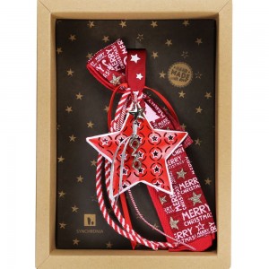 Χριστουγεννιάτικο γούρι 2026 χειροποίητο μεταλλικό σε σχήμα αστέρι με κόκκινη απόχρωση