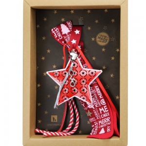 Χριστουγεννιάτικο χειροποίητο μεταλλικό γούρι 2026 με σχήμα αστεριού σε κόκκινη απόχρωση 30 εκ