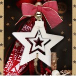 Χριστουγεννιάτικο χειροποίητο ξύλινο γούρι 2026 με σχήμα αστεριού και κουκουνάρι 33 εκ