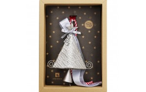 Χριστουγεννιάτικο χειροποίητο μεταλλικό γούρι 2026 με σχήμα καμπάνας σε σαμπανί απόχρωση 33 εκ