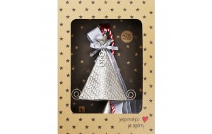 Χριστουγεννιάτικο χειροποίητο μεταλλικό γούρι 2026 με σχήμα καμπάνας σε σαμπανί απόχρωση 33 εκ