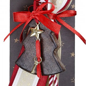 Χειροποίητο χριστουγεννιάτικο ξύλινο γούρι σε σχήμα δέντρου 30 εκ