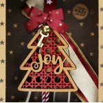 Χριστουγεννιάτικο γούρι 2026 χειροποίητο ξύλινο σε σχήμα δέντρου με επιγραφή Joy