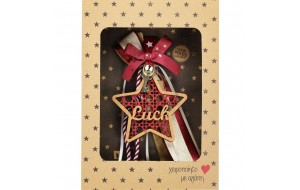 Χριστουγεννιάτικο γούρι 2026 χειροποίητο ξύλινο σε σχήμα αστέρι με επιγραφή Luck