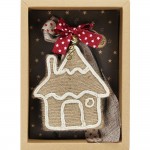 Χριστουγεννιάτικο γούρι 2026 χειροποίητο από σχοινί σε σχήμα σπιτιού σε φυσική απόχρωση