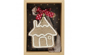 Χριστουγεννιάτικο γούρι 2026 χειροποίητο από σχοινί σε σχήμα σπιτιού σε φυσική απόχρωση