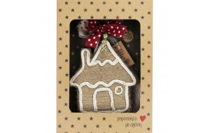 Χριστουγεννιάτικο γούρι 2026 χειροποίητο από σχοινί σε σχήμα σπιτιού σε φυσική απόχρωση