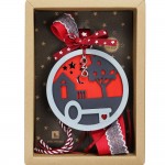 Χριστουγεννιάτικο χειροποίητο ξύλινο γούρι 2026 σε γκρι απόχρωση με στρογγυλό σχήμα 27 εκ