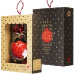 Χριστουγεννιάτικο γούρι 2026 χειροποίητο μεταλλικό σε σχήμα ρόδι με κόκκινη απόχρωση