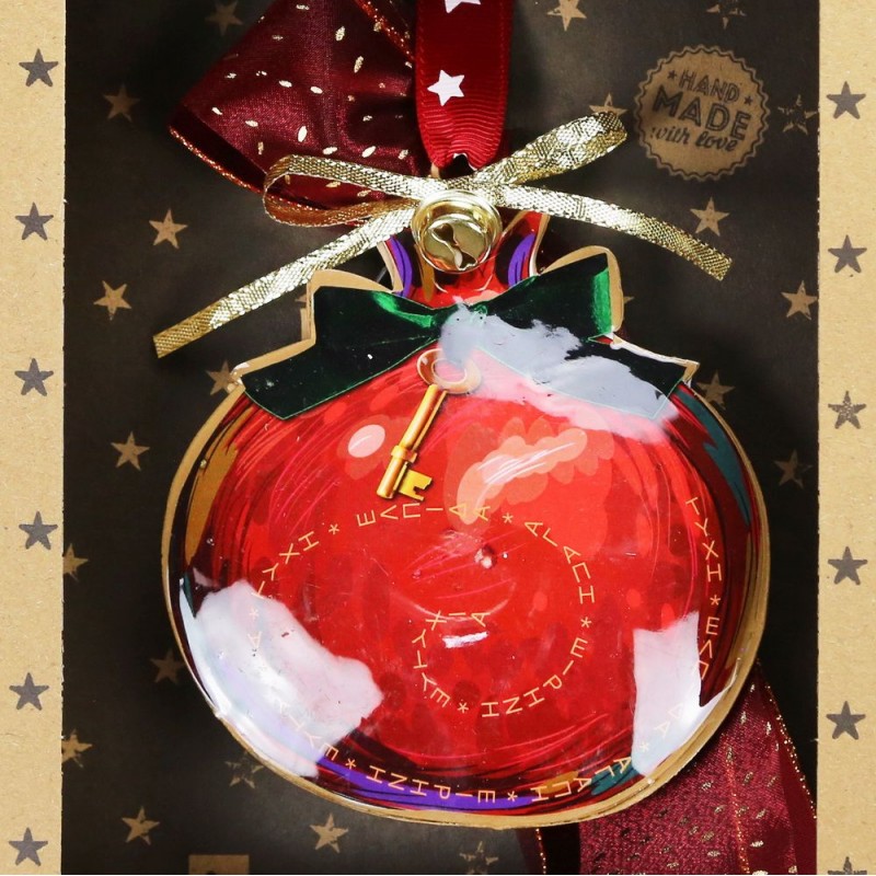 Χριστουγεννιάτικο γούρι 2026 χειροποίητο μεταλλικό σε σχήμα ρόδι με κόκκινη απόχρωση