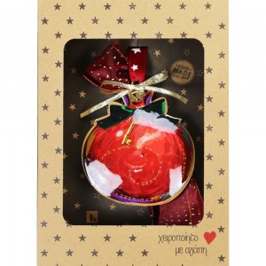 Χριστουγεννιάτικο γούρι 2026 χειροποίητο μεταλλικό σε σχήμα ρόδι με κόκκινη απόχρωση