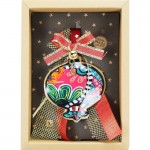 Χριστουγεννιάτικο γούρι 2026 χειροποίητο μεταλλικό σε σχήμα ρόδι boho με λουλούδια