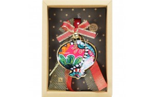 Χριστουγεννιάτικο γούρι 2026 χειροποίητο μεταλλικό σε σχήμα ρόδι boho με λουλούδια