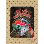 Χριστουγεννιάτικο γούρι 2026 χειροποίητο μεταλλικό σε σχήμα ρόδι boho με λουλούδια