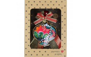 Χριστουγεννιάτικο γούρι 2026 χειροποίητο μεταλλικό σε σχήμα ρόδι boho με λουλούδια