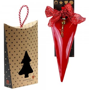 Χριστουγεννιάτικο γούρι 2026 μεταλλικό σε σχήμα καρδιάς σε κόκκινη απόχρωση