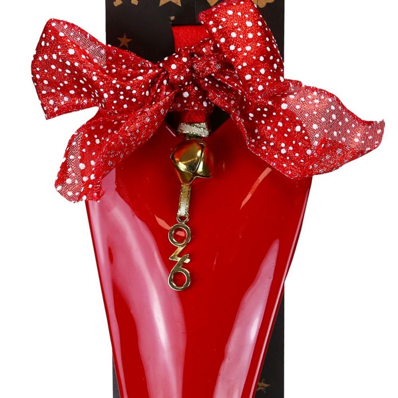 Χριστουγεννιάτικο γούρι 2026 μεταλλικό σε σχήμα καρδιάς σε κόκκινη απόχρωση