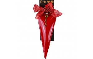 Χριστουγεννιάτικο γούρι 2026 μεταλλικό σε σχήμα καρδιάς σε κόκκινη απόχρωση