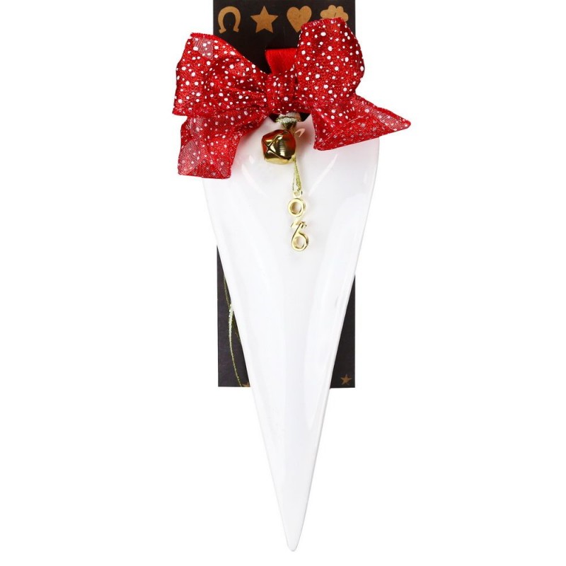 Χριστουγεννιάτικο γούρι 2026 μεταλλικό σε σχήμα καρδιάς σε λευκή απόχρωση