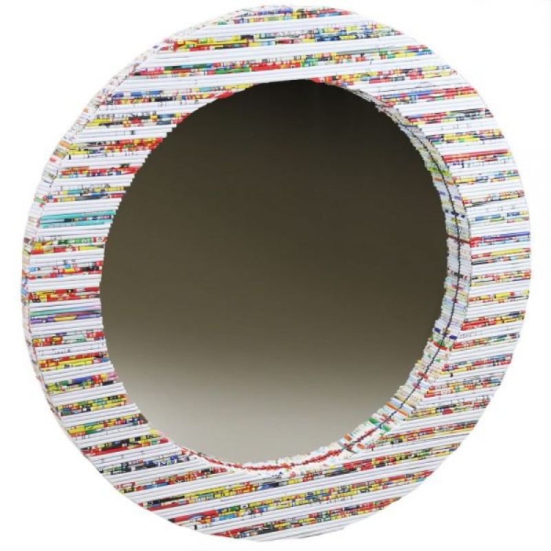 Στρογγυλός καθρέπτης από ανακυκλωμένα περιοδικά 60x4 εκ