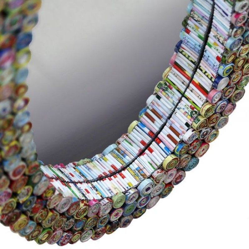 Καθρέπτης οβάλ από ανακυκλωμένα περιοδικά 36.5x60 εκ