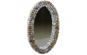 Καθρέπτης οβάλ από ανακυκλωμένα περιοδικά 36.5x60 εκ