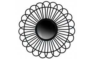 Καθρέπτης μαύρος rattan με ακτίνες σε σχήμα λουλουδιού 70 εκ