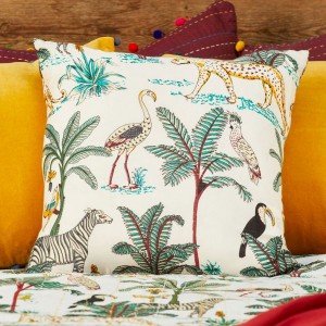 Jungle διακοσμητικό μαξιλάρι με σχέδιο ζώα της ζούγκας 45x45 εκ