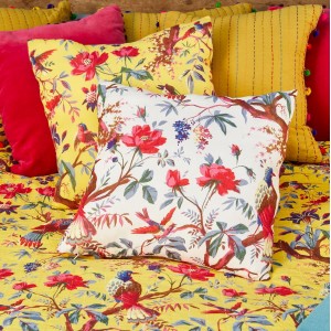 Διακοσμητικό μαξιλάρι με σχέδιο πουλιά στο δάσος 45x45 εκ