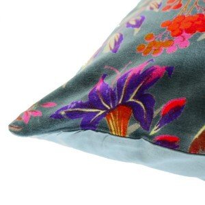 Διακοσμητικό βελούδινο μαξιλάρι σε γκρι χρώμα με πουλιά 45x45 εκ