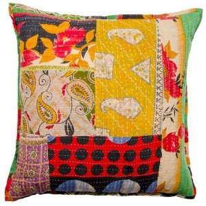 Διακοσμητικό μαξιλάρι vintage Kantha με patchwork 60x60 εκ