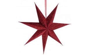 Βελούδινο κρεμαστό αστέρι με Led σε κόκκινο χρώμα 60 εκ