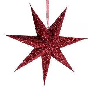 Βελούδινο κρεμαστό αστέρι με Led σε κόκκινο χρώμα 60 εκ
