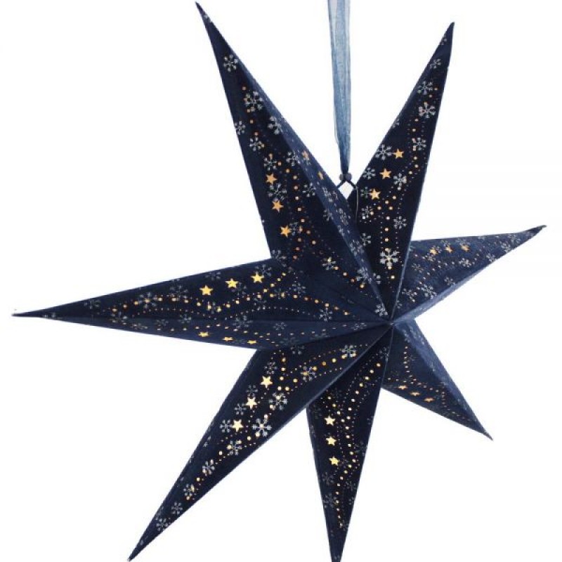 Βελούδινο κρεμαστό αστέρι με Led σε μπλε χρώμα 60 εκ